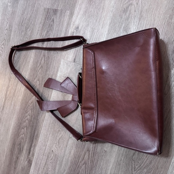 Ecosusi Leather Laptop Messenger Bag Briefcase Satchel Work Brown Bow - Picture 6 of 13